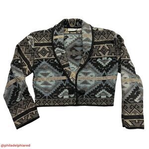 Vintage 1990’s Flashback Tapestry blazer style cropped jacket womens medium